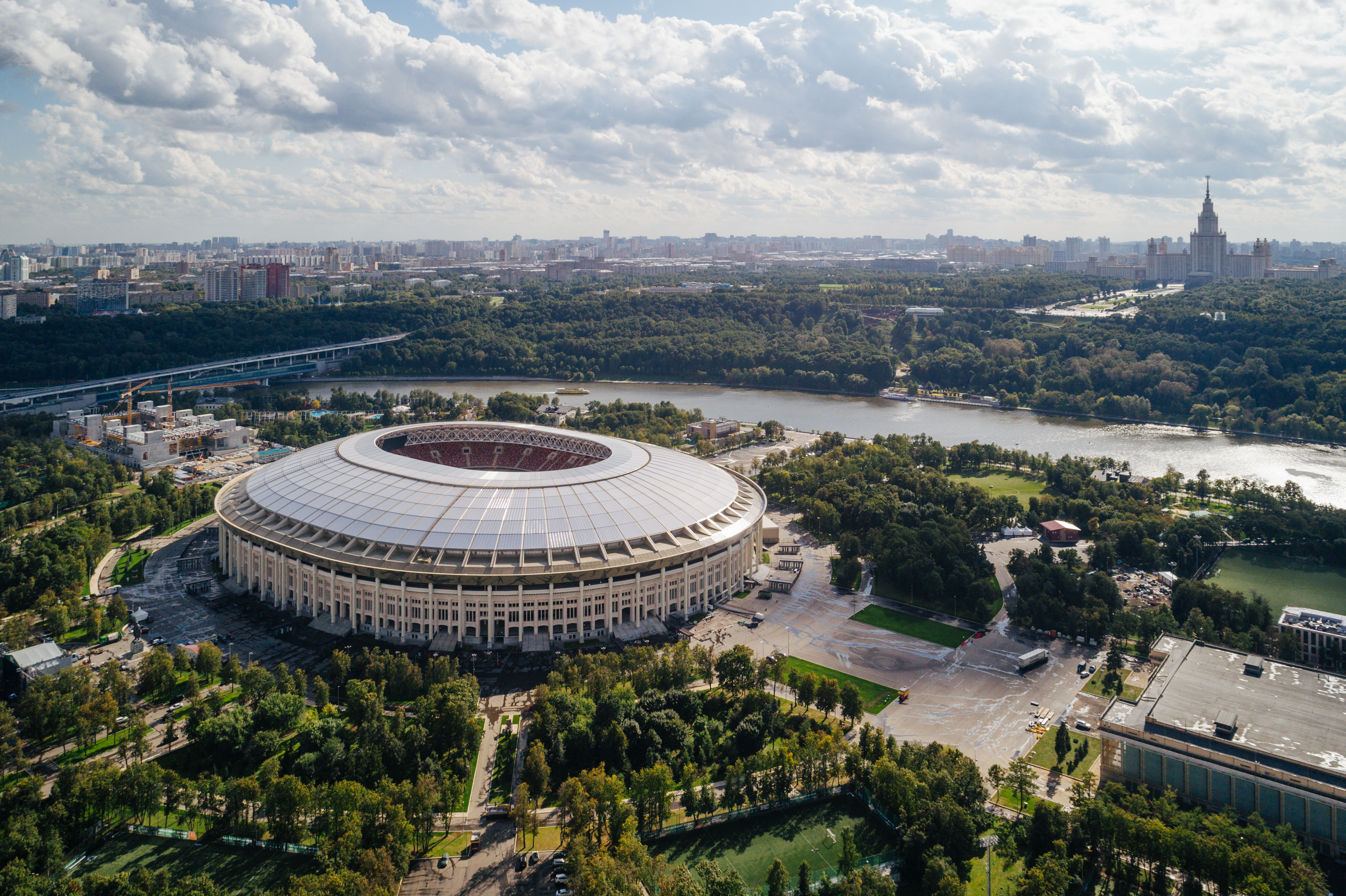 Decorative frieze from perforated aluminum at Luzhniki Stadium